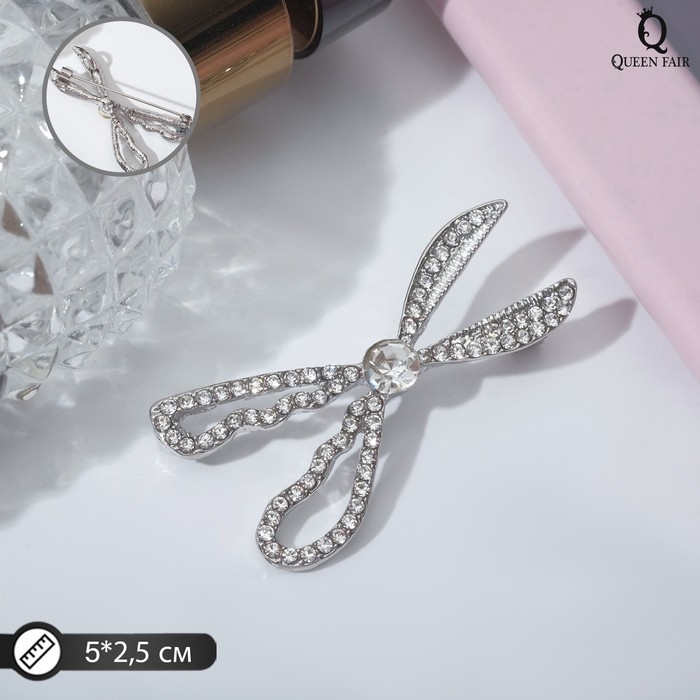 Брошь «Ножницы» драгоценные, цвет белый в серебре Брошь «Ножницы» драгоценные, цвет белый в серебре