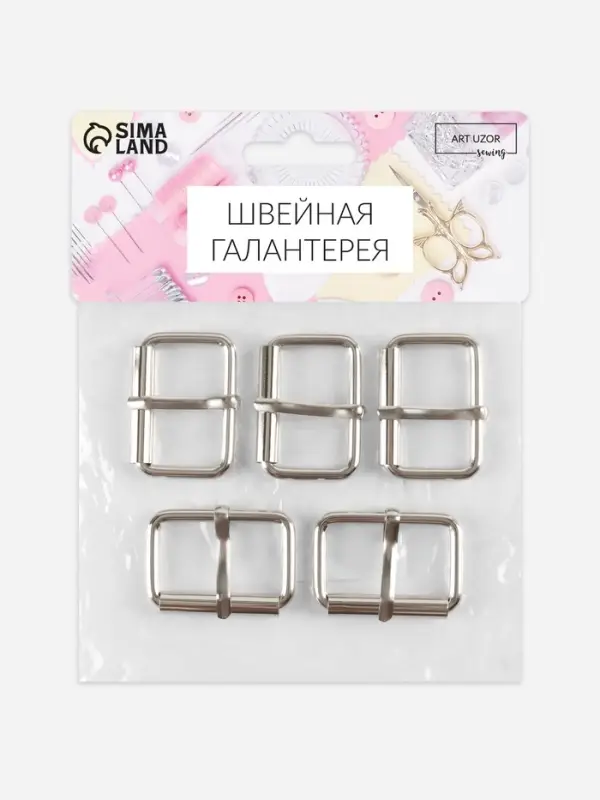 Пряжка проволочная, 3.9&times;2.7 см, 32 мм, 5 шт., цвет серебряный