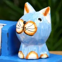 Календарь настольный «Котик», 13×6×7 см, дерево, синий