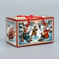 Подарочная новогодняя коробка «Счастливые деньки» , Посылка 20×12×12 см