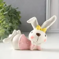 Сувенир керамика "Зайка с жёлтым бантом в розовой кофте в горох" 15,1х6,8х9,4 см