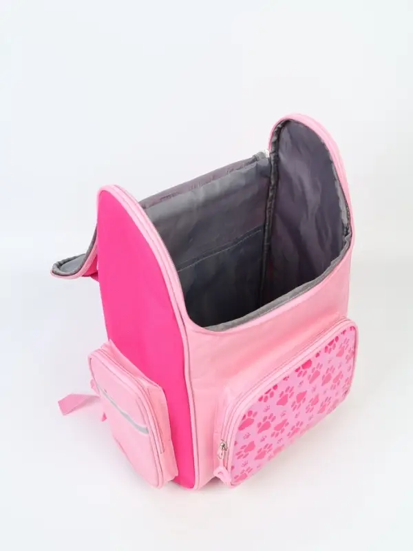 Ранец с эргономичной спинкой квадратный с доп. элементами "Мишка"