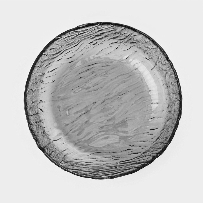 Тарелка стеклянная суповая «Вулкан», d=17,5 см, цвет графит Тарелка стеклянная суповая «Вулкан», d=17,5 см, цвет графит