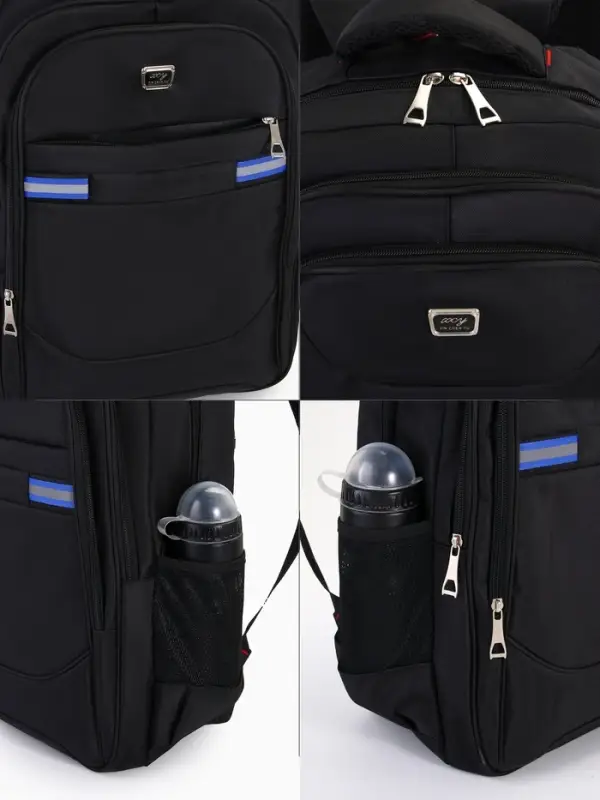 Рюкзак молодёжный, с светоотражающими элементами, 2 отдела, 4 кармана, 37&times;17&times;54 см, чёрный