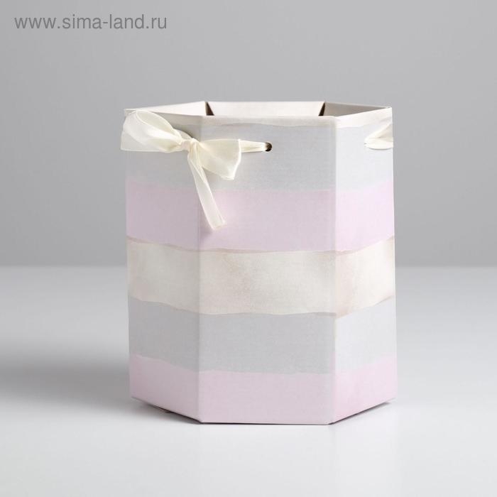 Коробка подарочная складная шестигранник «Полоски нежности», 17 х 14,8 х 19,5 см