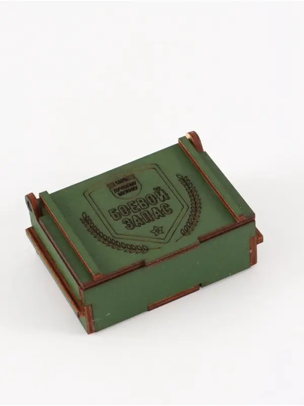 Коробка подарочная деревянная «Боевой запас» 8,5 х 6 х 3,5 см Коробка подарочная деревянная «Боевой запас» 8,5 х 6 х 3,5 см