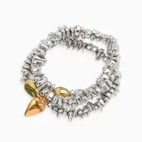 Браслет 3 нити "Каменнное сердце", цвет золотисто-серебристый Браслет 3 нити "Каменнное сердце", цвет золотисто-серебристый