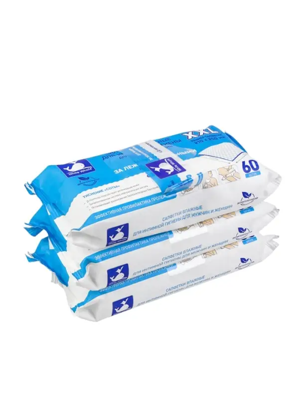 Салфетки влажные для интимной гигиены White Whale №60*3 SET, NEW Салфетки влажные для интимной гигиены White Whale №60*3 SET, NEW