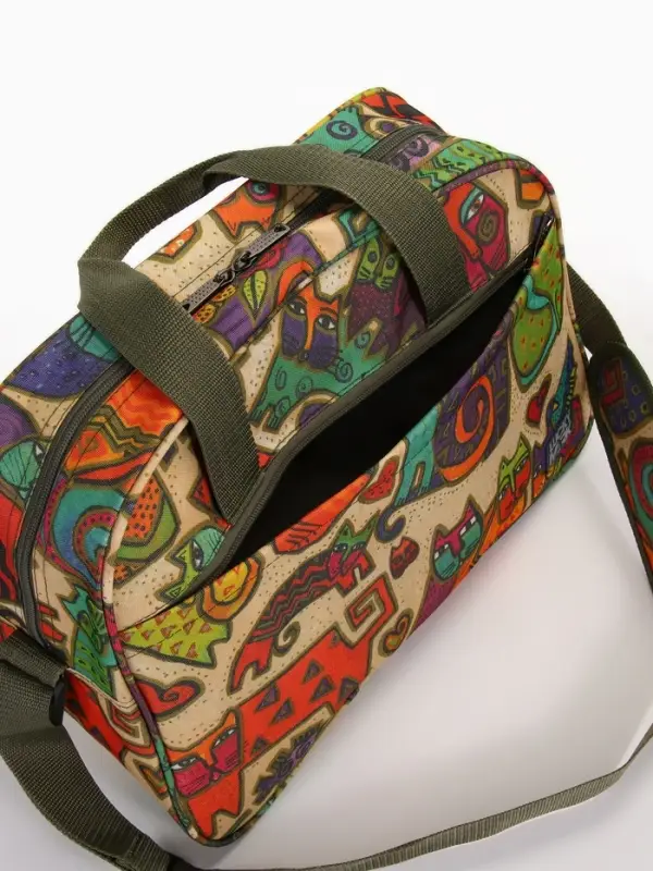 Сумка дорожная на молнии, наружный карман, длинный ремень, разноцветная