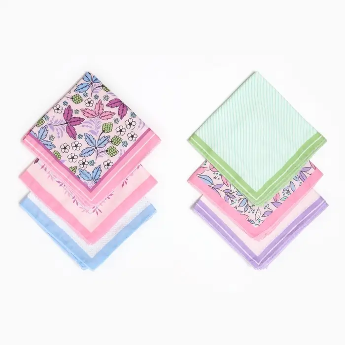 Платки носовые женские &laquo;Этель. Лето&raquo;, 30&times;30 см, набор 12 шт., 100% хлопок, рисунок МИКС