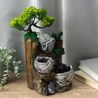 Фонтан настольный &laquo;Ведёрки под деревом&raquo;, 32&times;15&times;13 см, с подсветкой