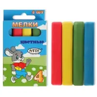 Мелки цветные "АЛГЕМ", в наборе 4 штуки, квадратные, МИКС