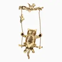 Брошь &laquo;Кот на качелях&raquo;, цвет чернёное золото