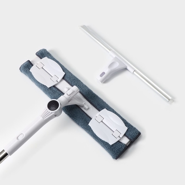 Окномойка бабочка Raccoon, стальная телескопическая ручка, микрофибра, поворот на 180°, 40×10×118(150) см