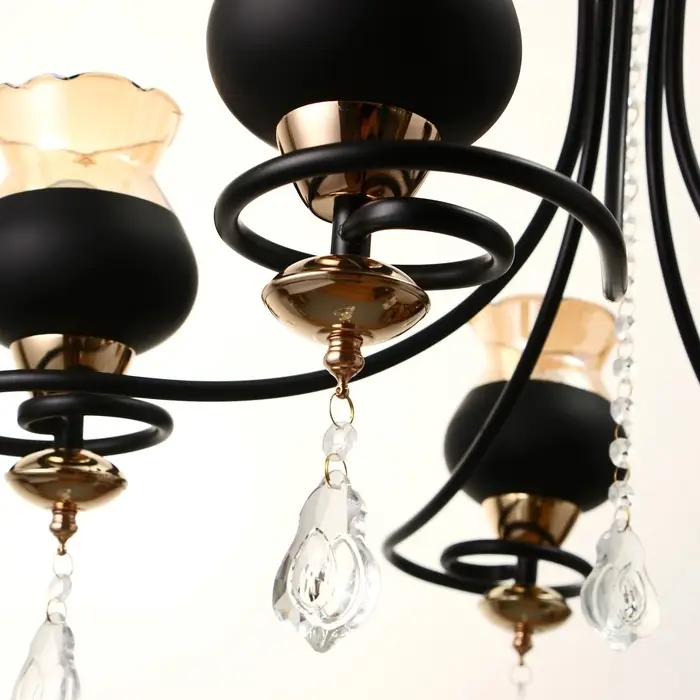 Светильник подвесной BayerLux &laquo;Лира&raquo;, люстра 5хЕ27, 40 Вт, чёрный, 60&times;60&times;85 см