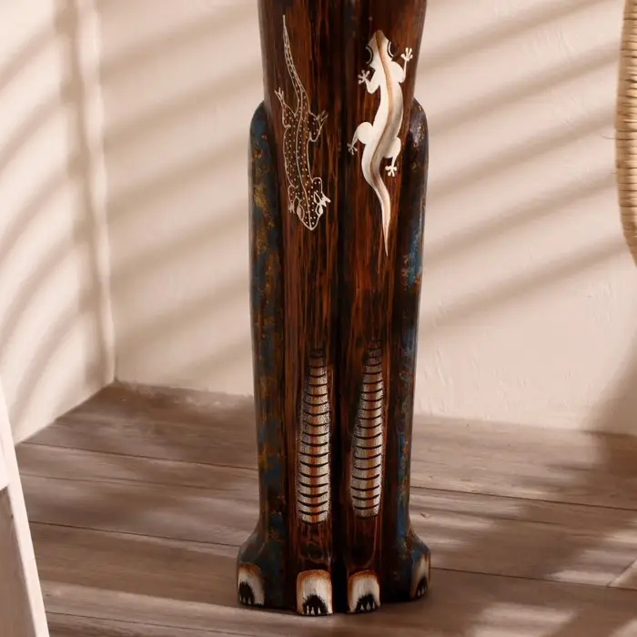 Сувенир дерево "Кошка морская с рыбкой и ящерками" 100х16х7 см