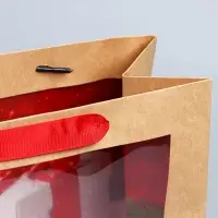 Пакет подарочный новогодний крафтовый с пластиковым окном &laquo;Новогодний подарок&raquo;, 24 х 20 х 11см