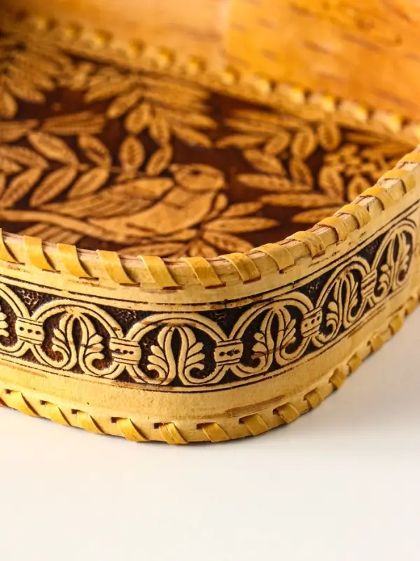 Сухарница Сухарница "Птички" , 24,5х17,5х4,5см, береста