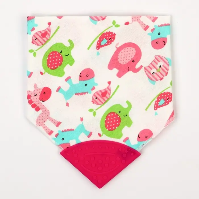 Нагрудник-бандана/слюнявчик для кормления Крошка Я, непромокаемый, с прорезывателем, на кнопке, розовый, МИКС