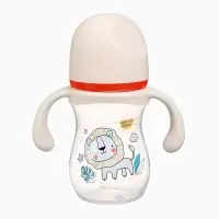 Бутылочка для кормления Крошка Я Baby time collection, широкое горло, от 6 мес., 240 мл, бежевый