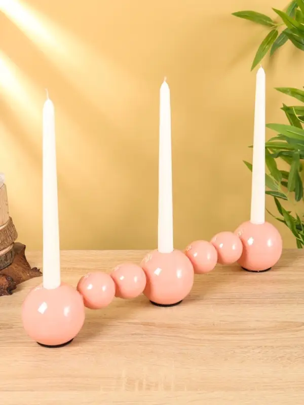 Подсвечник на 3 свечи «Бусы», с 7 сферами, 44×8×8 см, пудровый Подсвечник на 3 свечи «Бусы», с 7 сферами, 44×8×8 см, пудровый