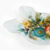 Блюдо новогоднее плоское &laquo;Новогодняя композиция&raquo;, бант, 13.5&times;18 см