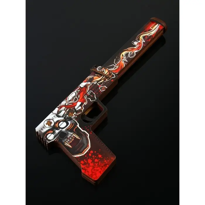 Сувенир деревянный пистолет с глушителем «Череп и пуля», ВБ, 31.9 см