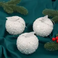 Ёлочные игрушки 3 шт. &laquo;Яблочко&raquo; 7&times;7.5 см, белый