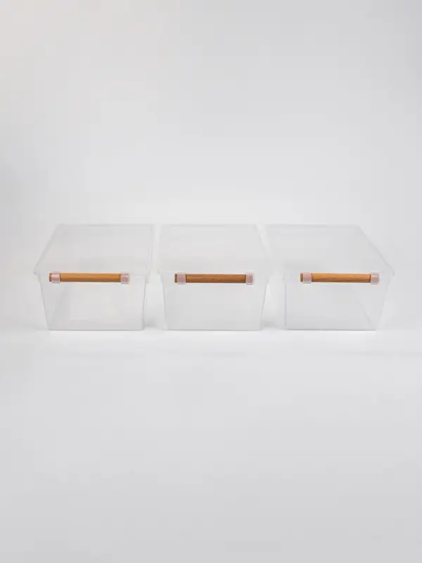 Корзины для хранения Wood Fusion, набор 3 шт.: 31.7&times;19.5&times;11.5 см, пластик, буковое дерево