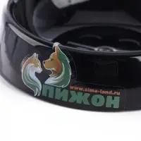 Миска двойная &laquo;Кошка&raquo; 27&times;14&times;3.5 см, с прорезиненными ножками, чёрная