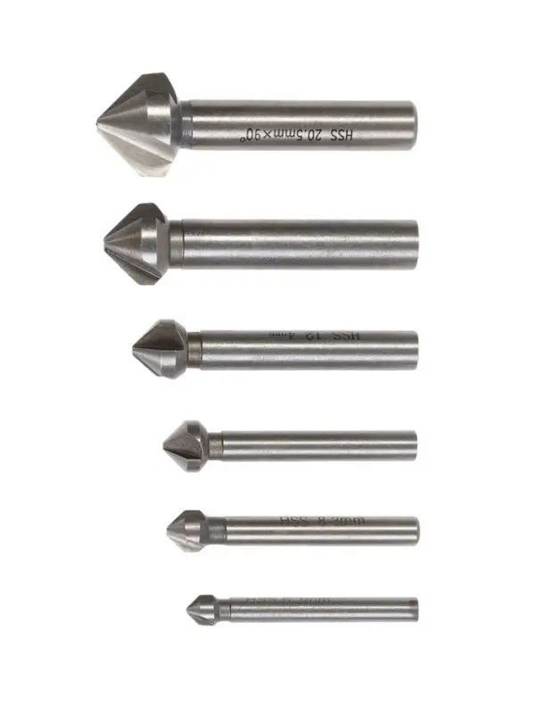 Набор зенкеров ТУНДРА, 90&deg;, HSS, 6.3 - 8.3 - 10.4 - 12.4 - 16.5 - 20.5 мм, 6 шт.