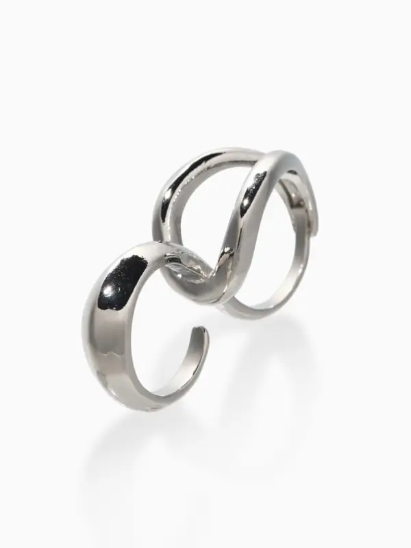 Кольцо металл на два пальца "Узел", цвет серебро, безразмерное