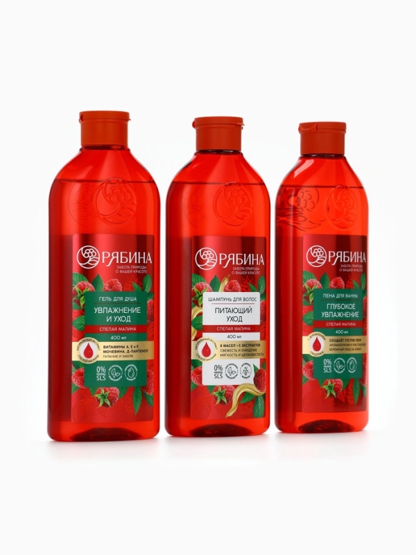 Пена для ванны, глубокое увлажнение, аромат малины, 400 мл, Рябина Пена для ванны, глубокое увлажнение, аромат малины, 400 мл, Рябина