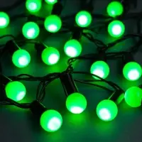 Гирлянда &laquo;Нить&raquo; 10 м с насадками &laquo;Шарики 1.5 см&raquo;, IP44, тёмная нить, 100 LED, свечение зелёное, 8 режимов, 220 В