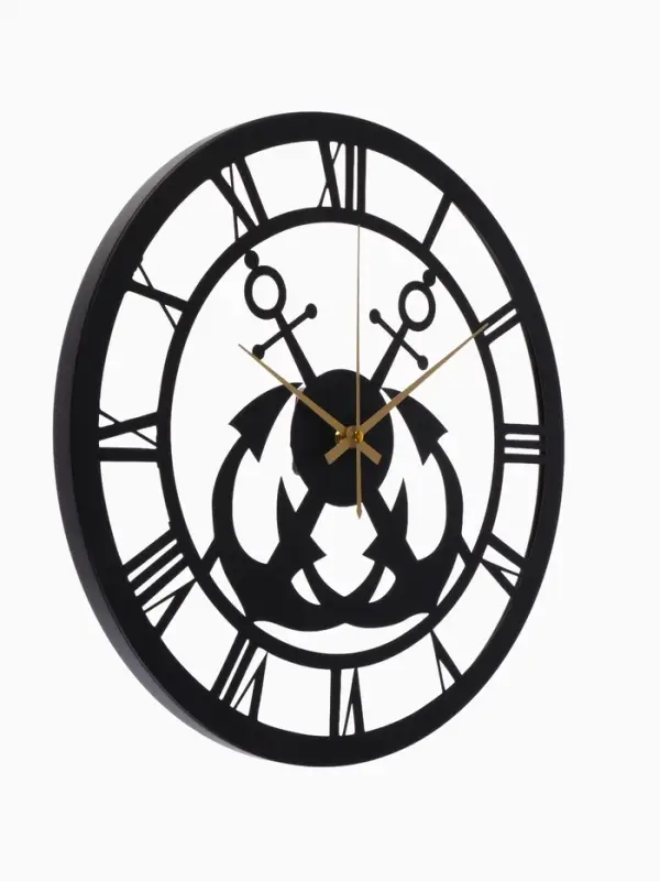 Часы настенные интерьерные &laquo;Якорь&raquo;, бесшумные, плавный ход, d=40 см, металл, чёрные