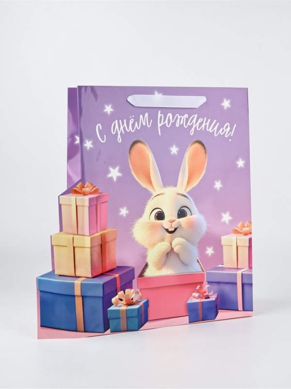 Пакет подарочный ламинированный &laquo;Подарочек&raquo;, зайчик,  31 &times; 11,5 &times; 40 см