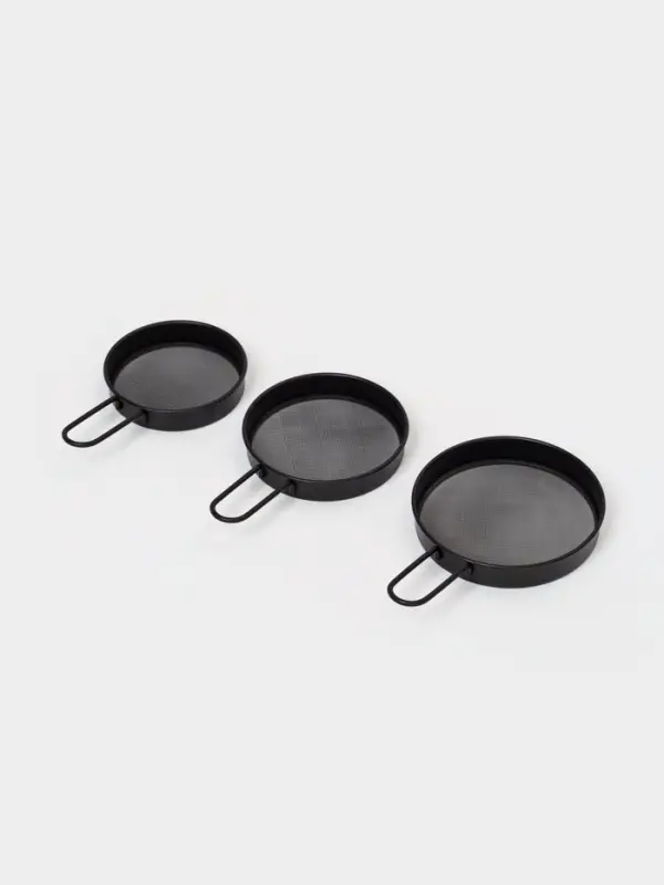Сито с ручкой, набор 3 шт, d=8;9;10 см, цвет черный