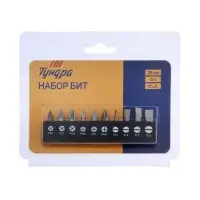 Набор бит ТУНДРА, сталь CrV, PH, PZ, SL &times; 25 мм, 10 шт.