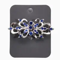 Зажим для кардигана "Ажур", цветы, цвет синий в серебре Зажим для кардигана "Ажур", цветы, цвет синий в серебре