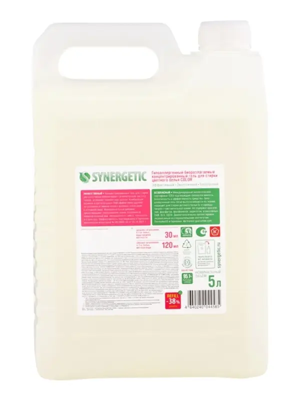 Гель для стирки цветного белья SYNERGETIC COLOR, 5 л