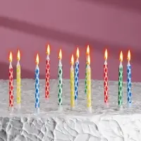 Свечи для торта с подставками, набор 12 шт., 6 см