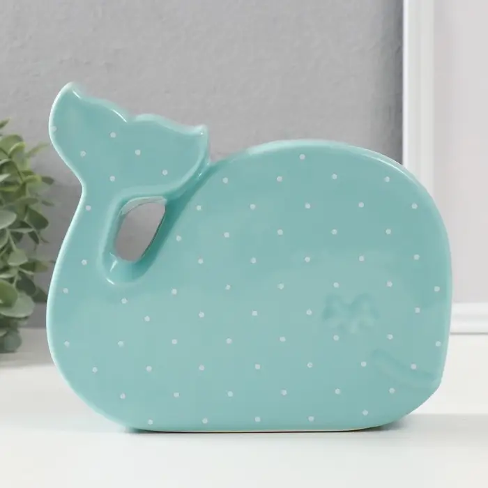 Копилка для денег &laquo;Китёнок в горох&raquo;, керамика, зелёный, 21.5&times;5.2&times;18.2 см