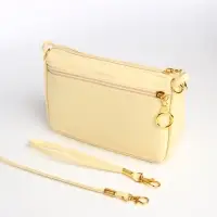 Сумка женская кросс-боди на молнии, 18&times;6.5&times;12 см, бежевая