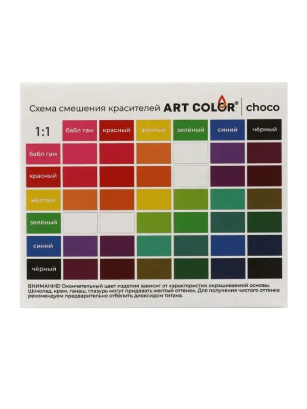 Набор гелевых жирорастворимых пищевых красителей Art Color choco, 6 цветов, 12 мл