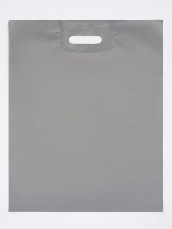 Пакет с вырубной усиленной ручкой, ПВД, серебряный, 40&times;50 см 45 мкм