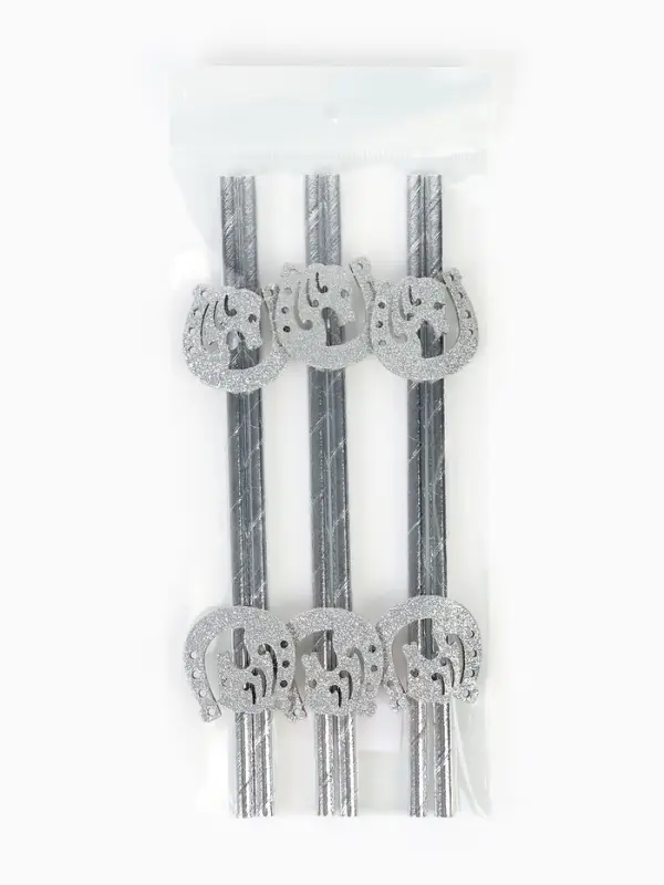 Трубочки для коктейля  Трубочки для коктейля "Подкова" серебряные, набор 6 шт.