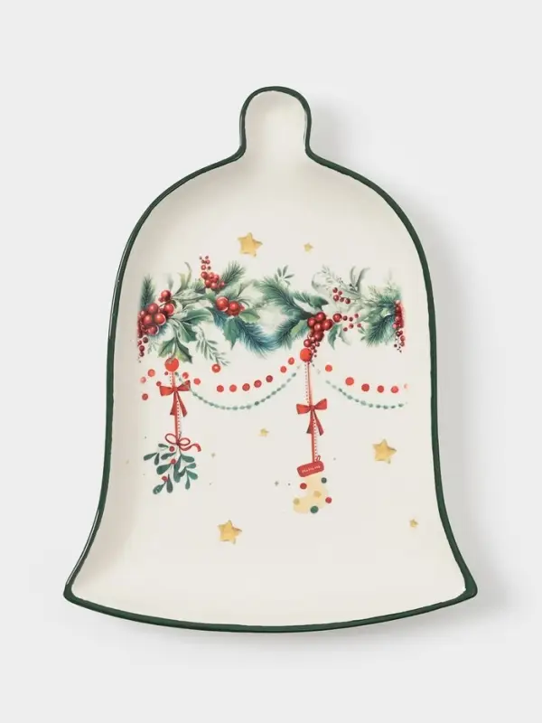 Тарелка сервировочная Доляна «Новогодние подарки», доломит, белая