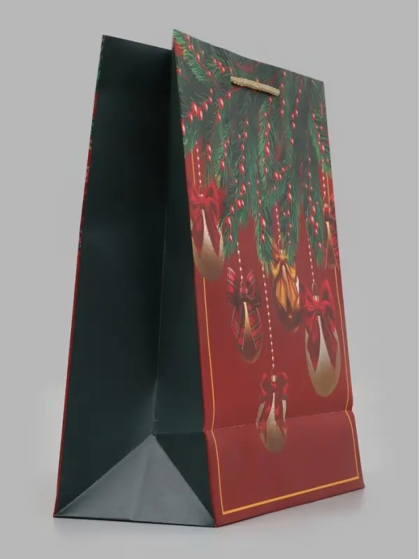 Пакет подарочный &laquo;Новогодние золотые шары&raquo;, 26&times;12&times;32 см