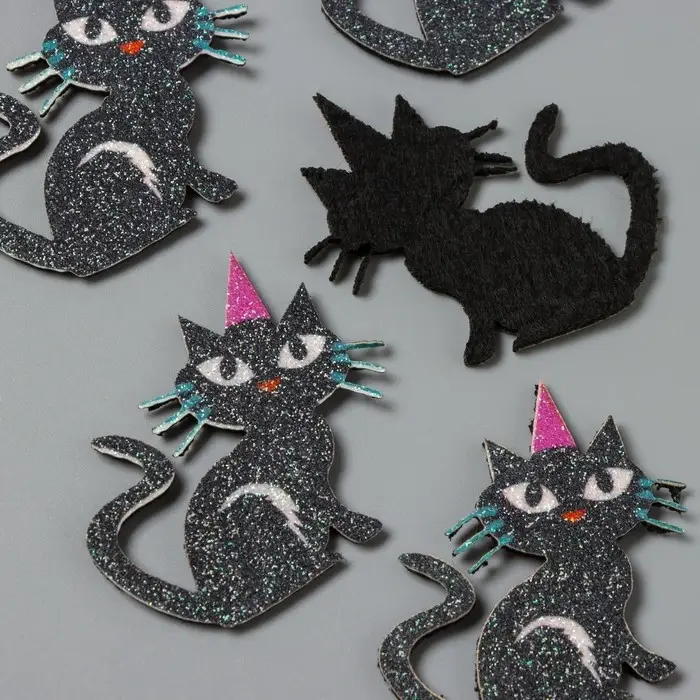 Декор для творчества войлок блеск Декор для творчества войлок блеск "Чёрный кот" 5,5х4 см