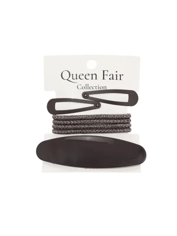 Набор для волос QF &laquo;Авиталь&raquo;, 4 резинки 6.5 см, заколка - автомат 9 см, 2 заколки 4.5 см, коричневый